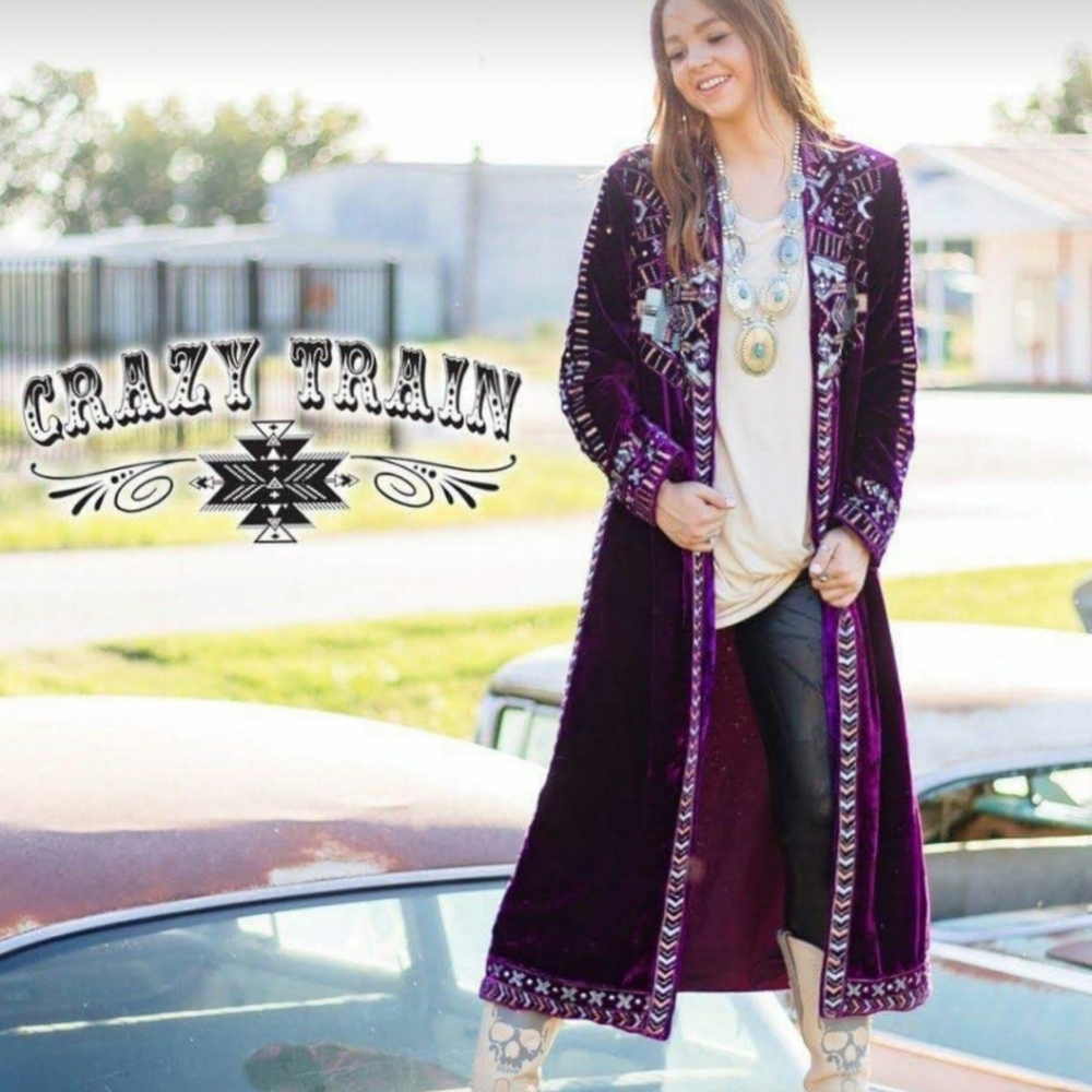 Crazy Train Purple Velvet Mcentire Duster-M